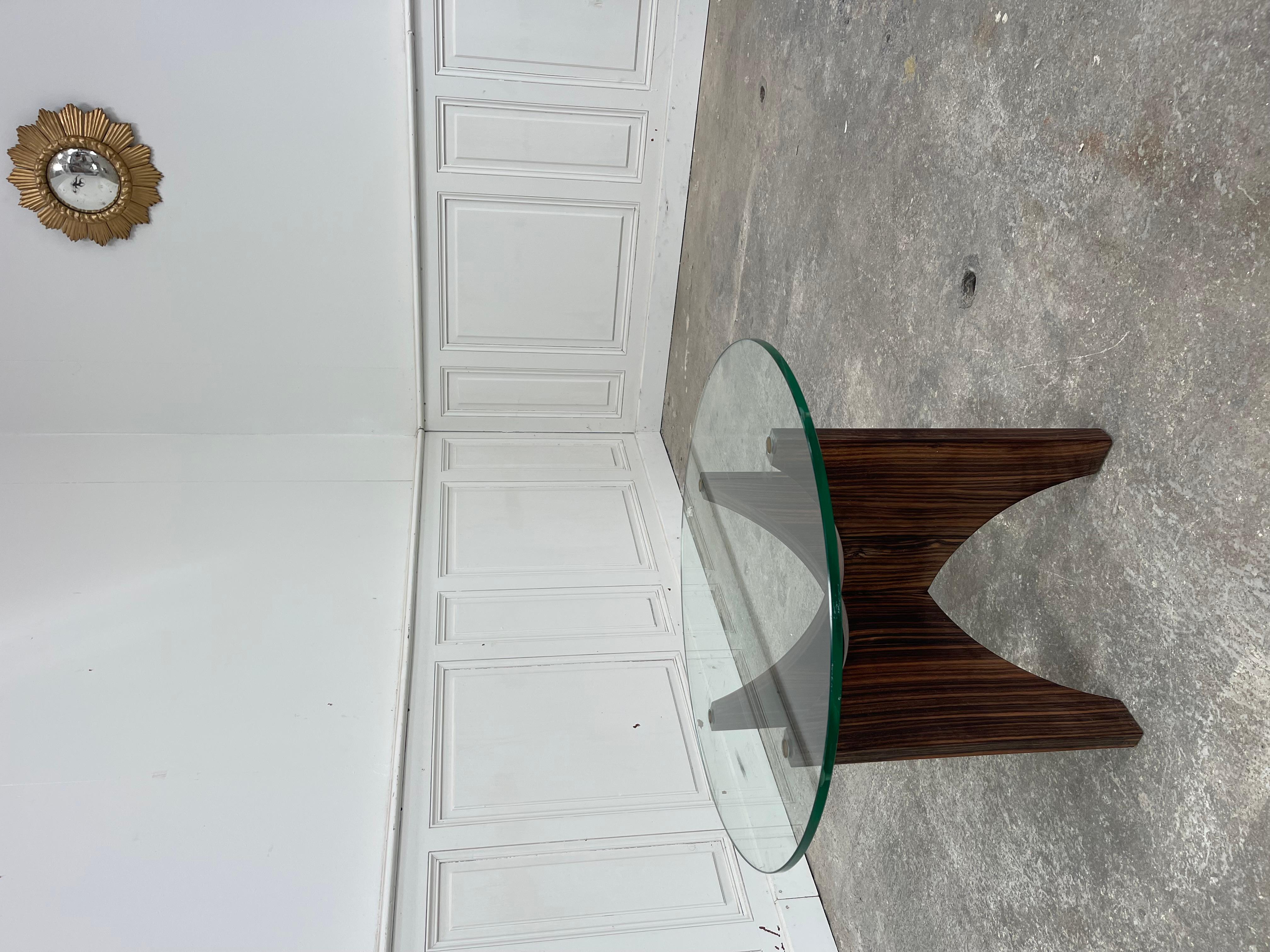Tavolo basso 1950 en verre et bois In condizioni buone in vendita a ALBIGNY-SUR-SAÔNE, FR