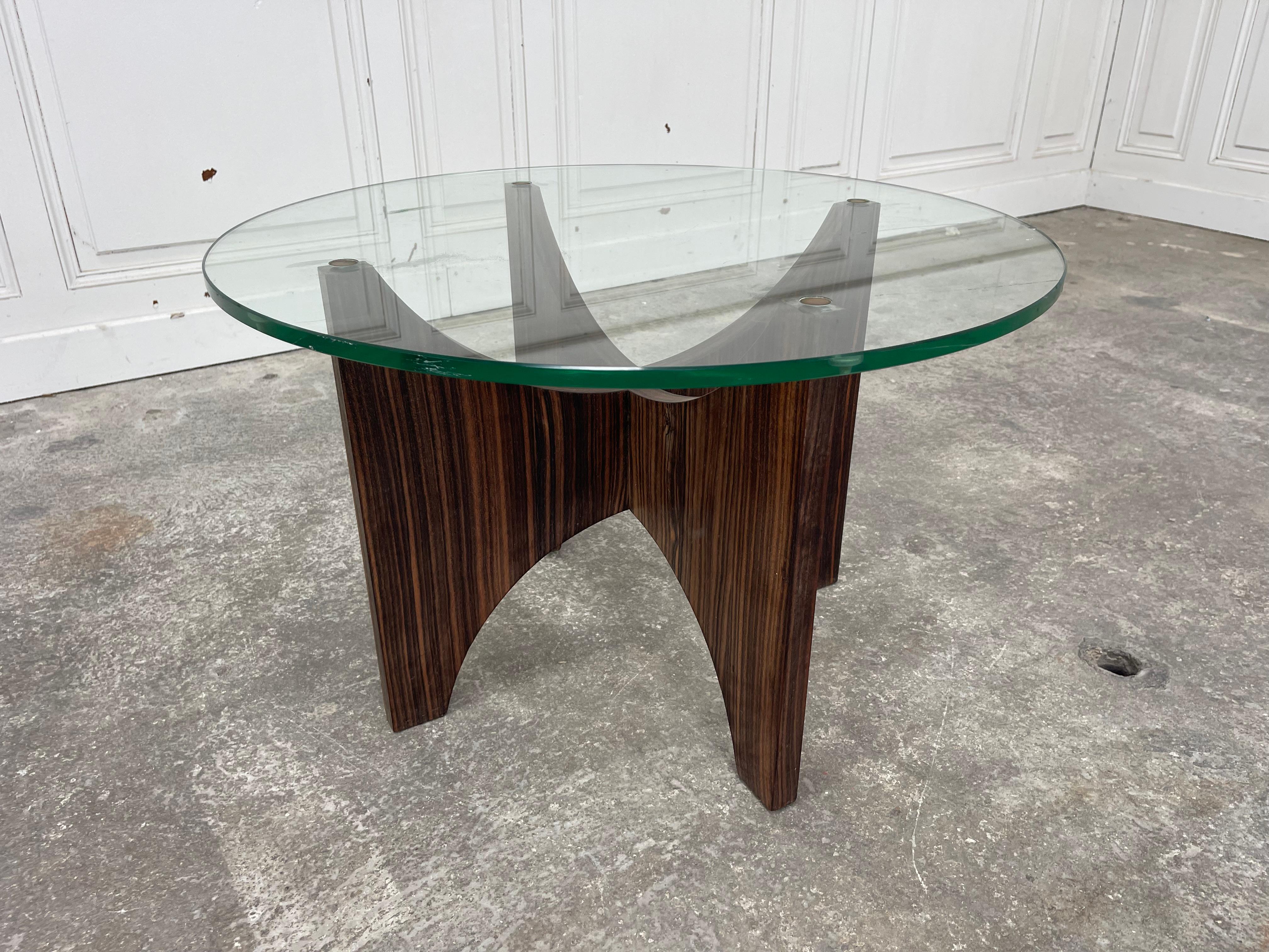 Vetro Tavolo basso 1950 en verre et bois in vendita