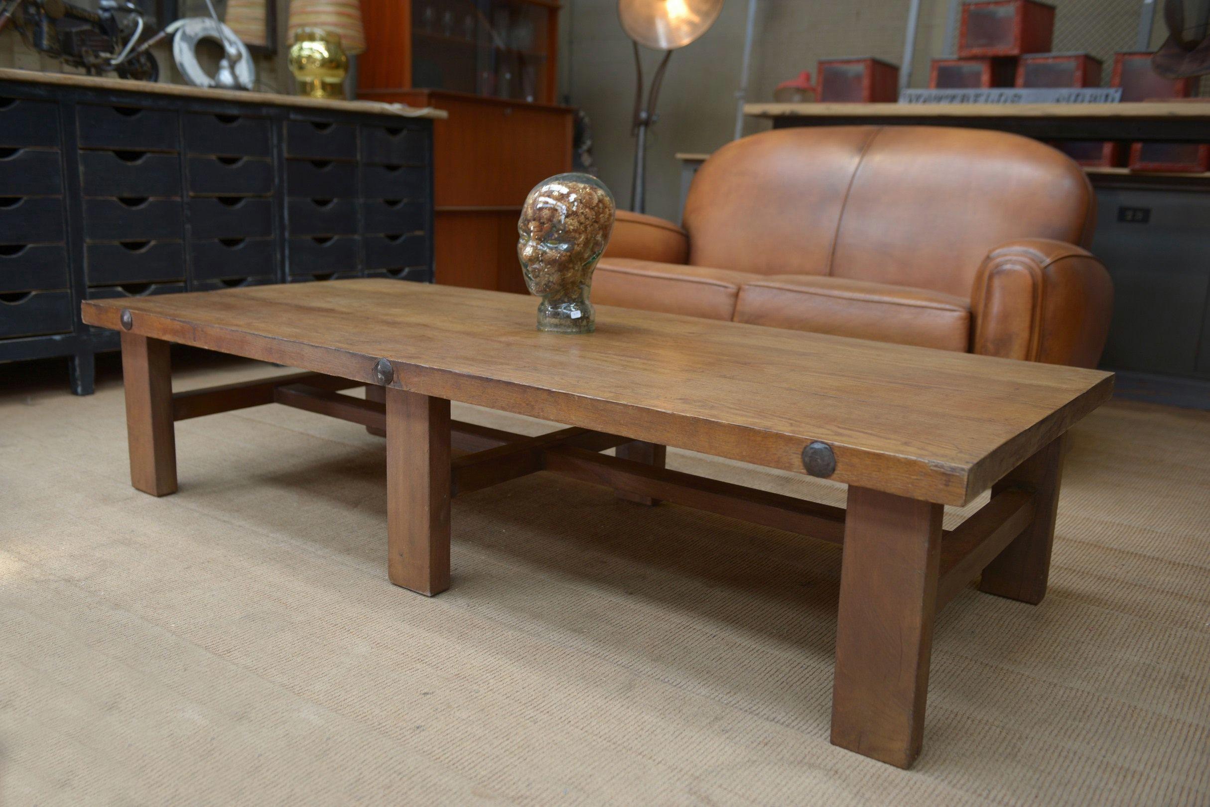 Table basse 6 pieds en chêne massif 1950 For Sale 5