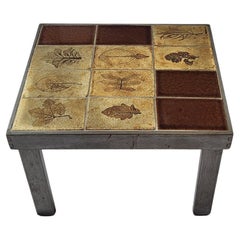 Table Basse , bout de canapé Roger Capron en céramique pieds métal France 1960