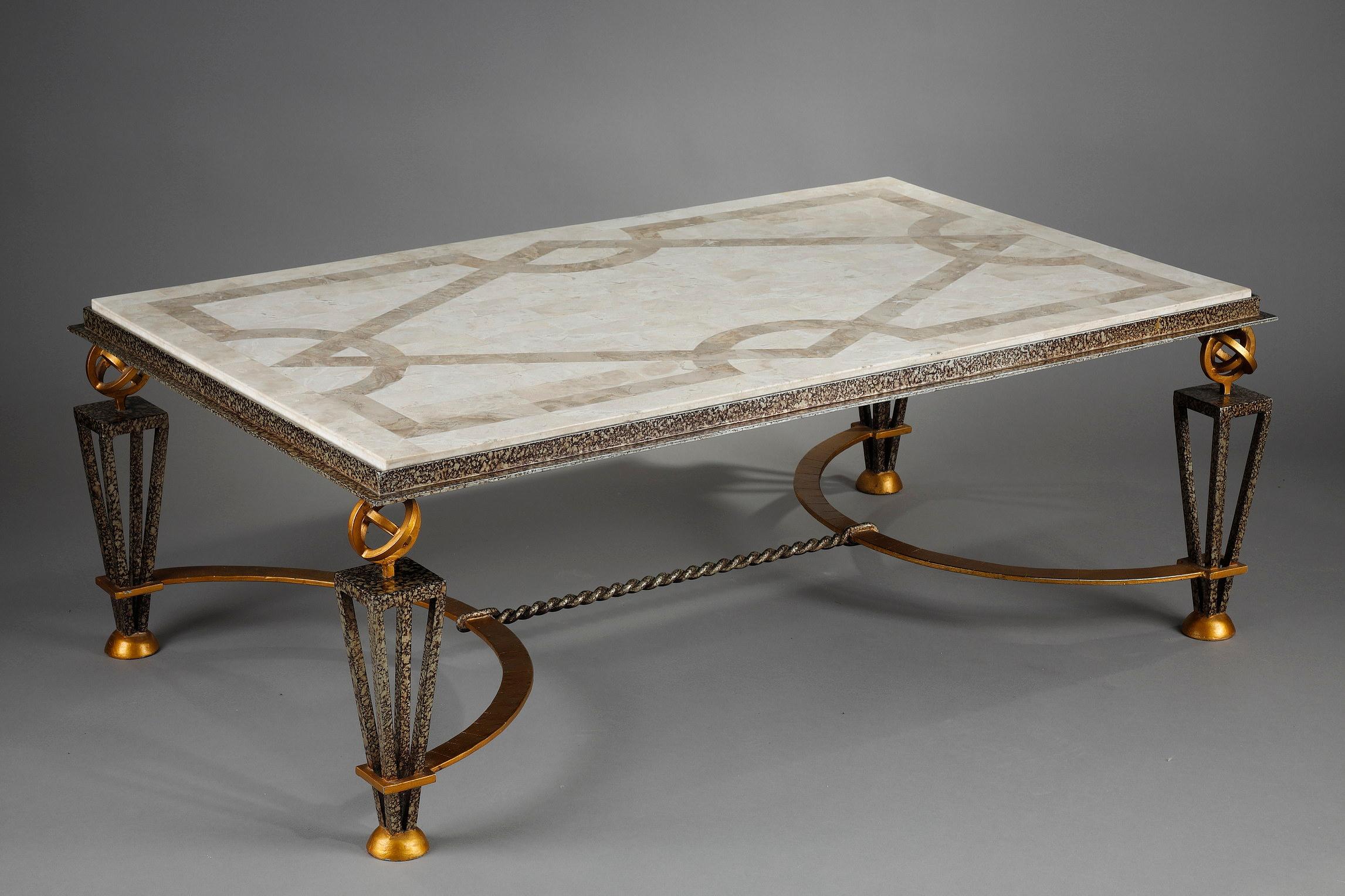 Table Basse Dans le Goût de Gilbert Poillerat In Good Condition For Sale In Paris, FR