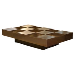 Table basse design à motif damier attribuée à Roberto Monsani, années 1970