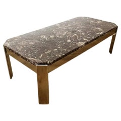 Vintage Table basse en marbre et piètement alu 