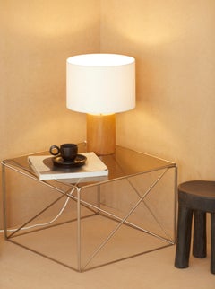 Table basse en métal chromé et verre par MAX SAUZE vintage circa 1970