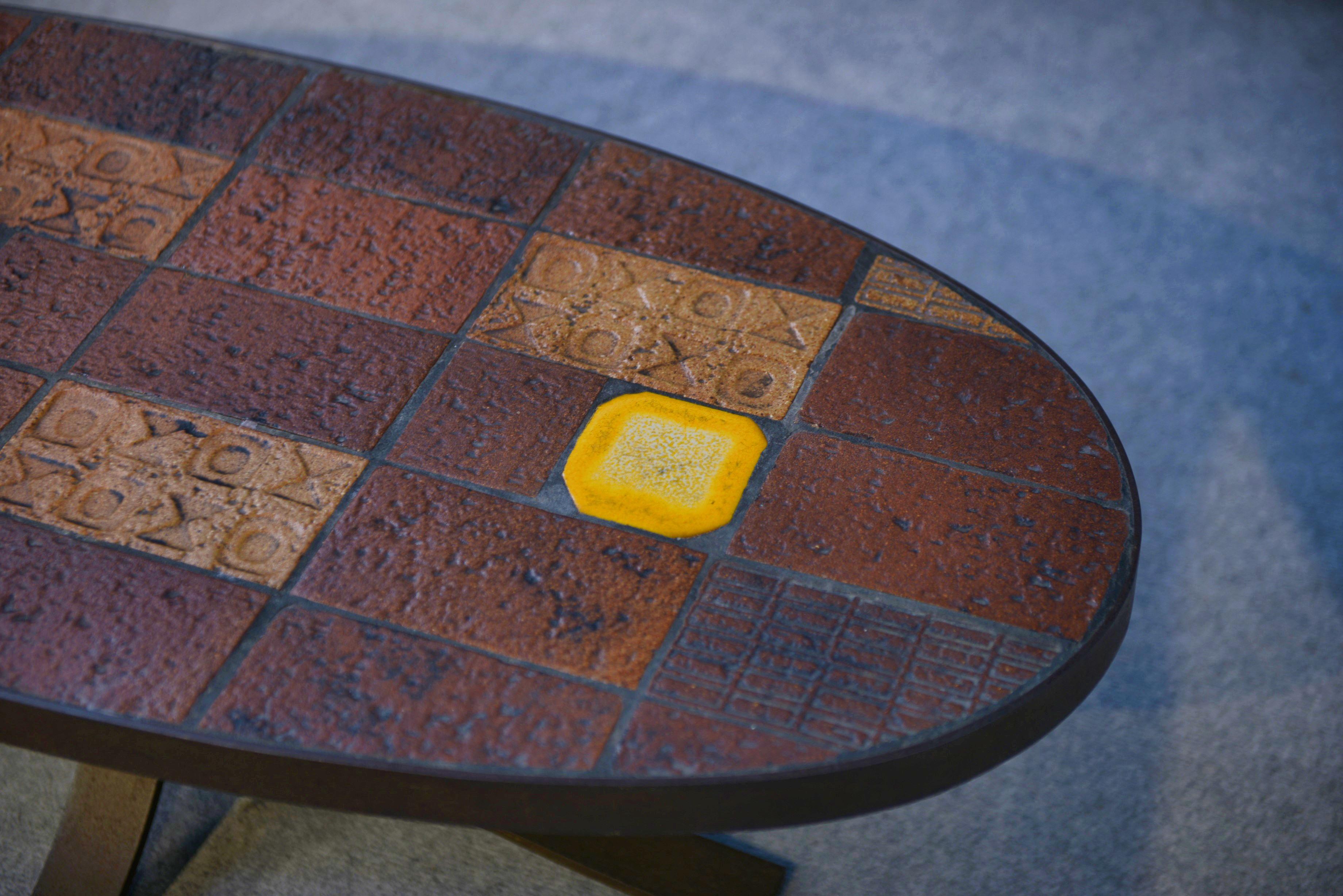 Table Basse en Pierre de Lave et Céramique par Jean Jaffeux 1960 - 1970 en venta 3