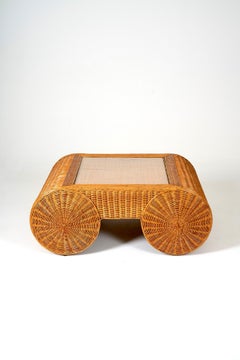 Rattan Coffee Table from Vivai Del Sud, Italy, 1970s