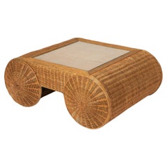 Rattan Coffee Table from Vivai Del Sud, Italy, 1970s