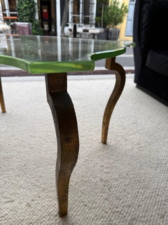 Table basse en verre et acier doré Maison Ramsay