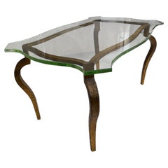 Table basse en verre et acier doré Maison Ramsay