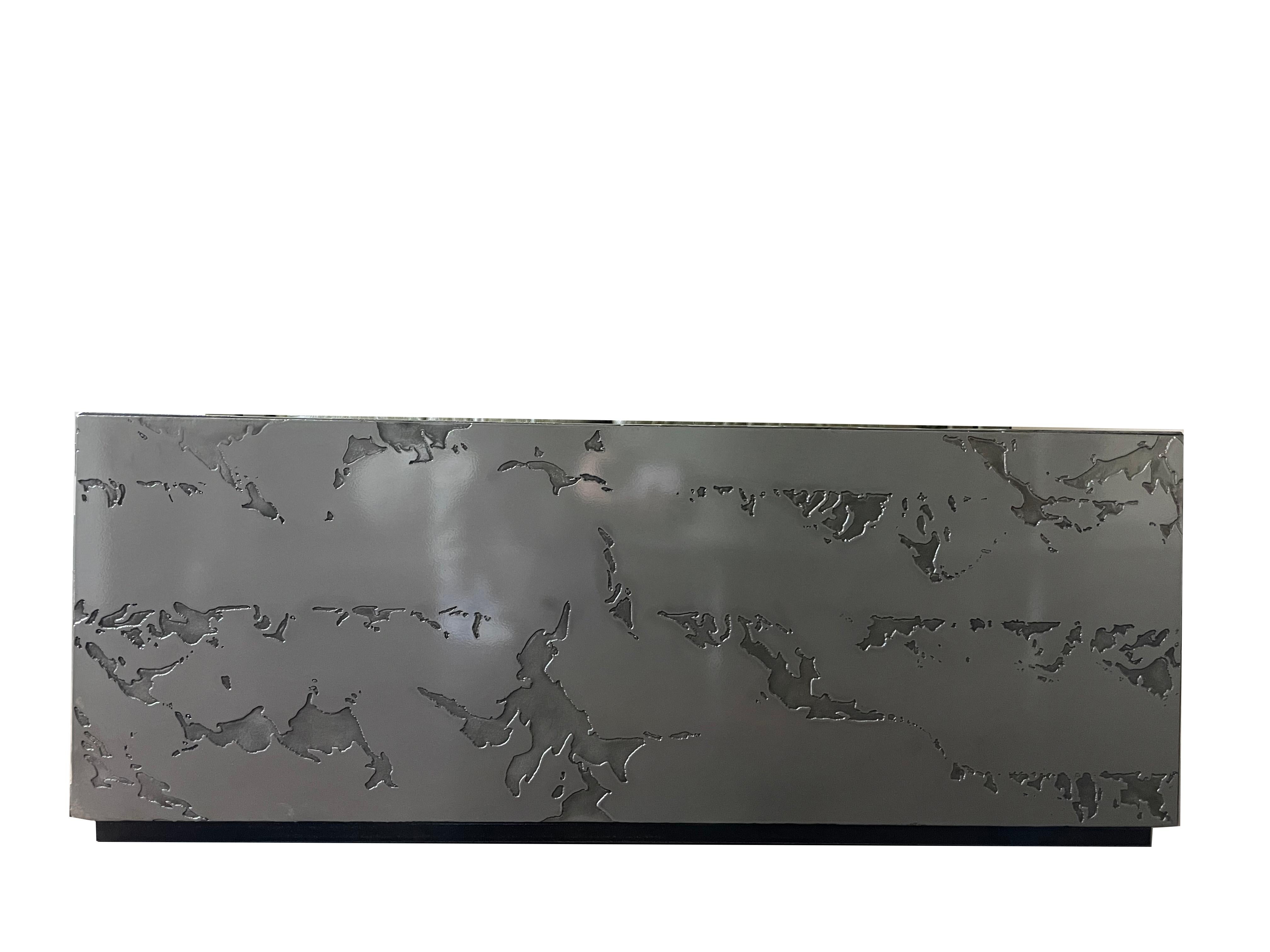 Grande table Basse Et Jardin Zen En Pierre D'acier de Chanel Kapitanj en vente 2