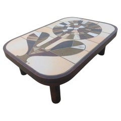 Table basse Fleur Roger Capron France 1970