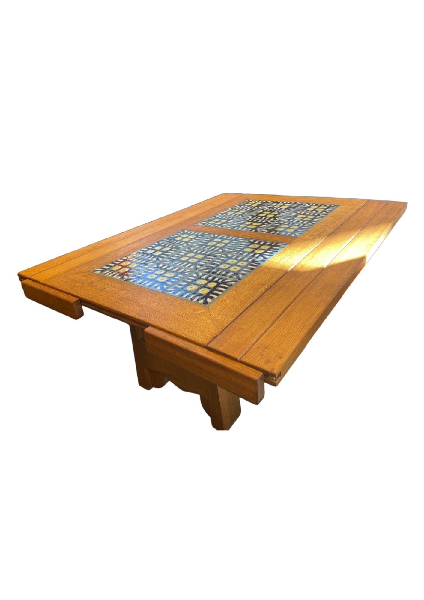 Wood and ceramic coffee table by French designers Robert Guillerme and Jacques Chambron for Votre Maison