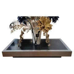 Table Basse, française Roche Bobois aluminium et stratifié noir glacé , 1970