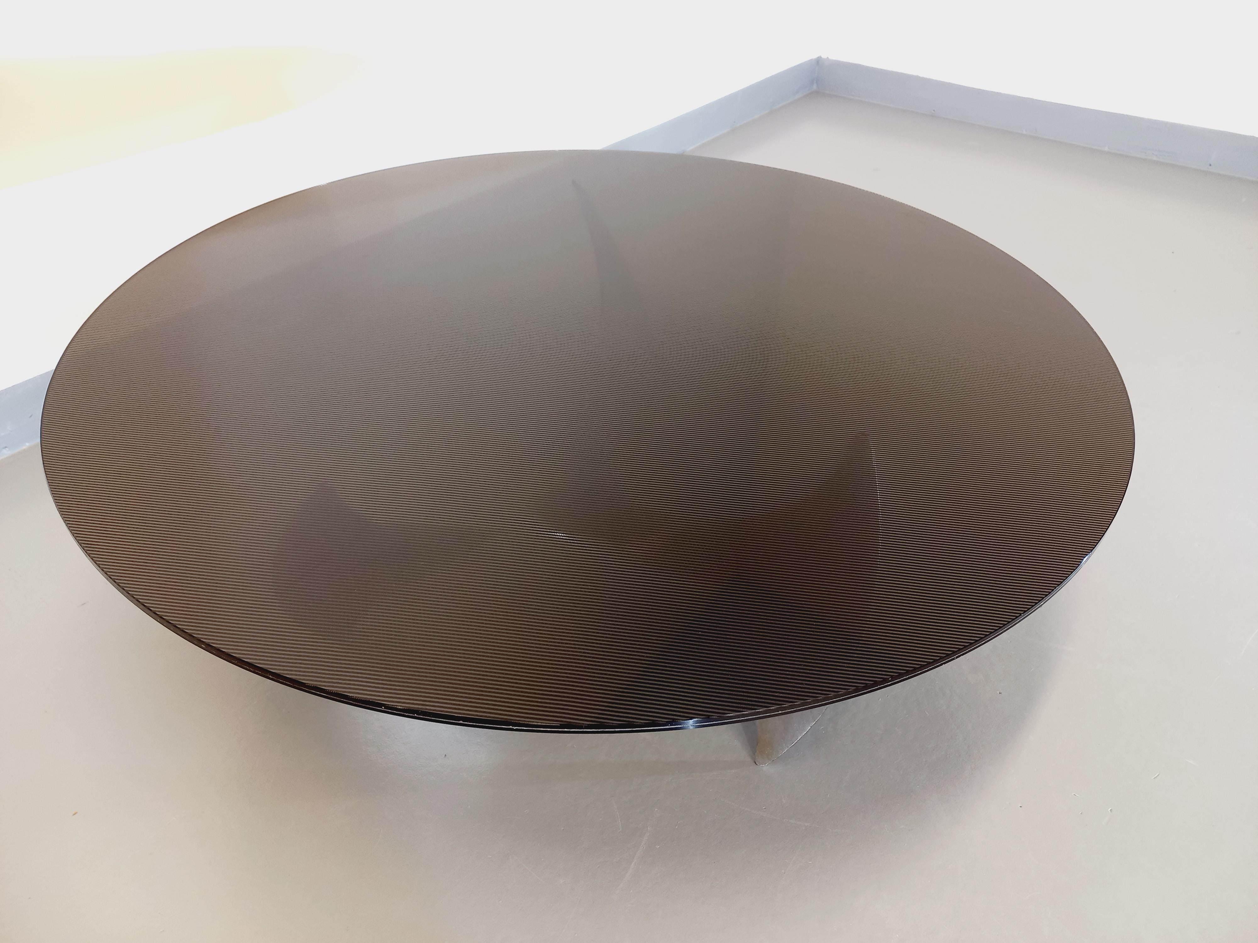 Tavolo basso hélice vintage Propeller de Knut Hesterberg en acier et verre fumé in vendita 4