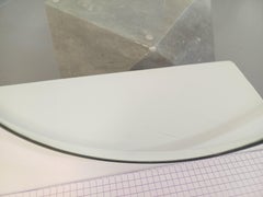 Table basse italienne ovale vintage Vignelli pour Casigliani en marbre et verre