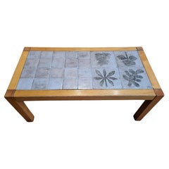 Table basse Jacques Blin en chêne et céramique  Côte d'Azur française 1960