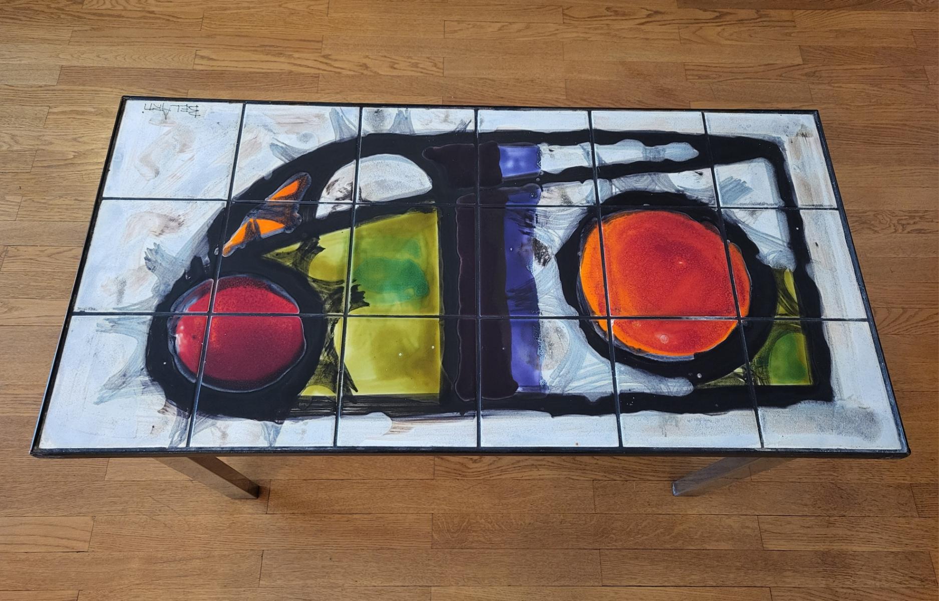Belgian Table basse Juliette Belarti en céramique et lave de volcan Belgique circa 1960 For Sale