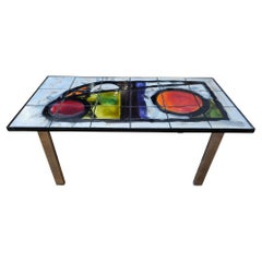 Table basse Juliette Belarti en céramique et lave de volcan Belgique circa 1960