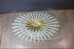 Table basse ovale « palmier » en métal et verre