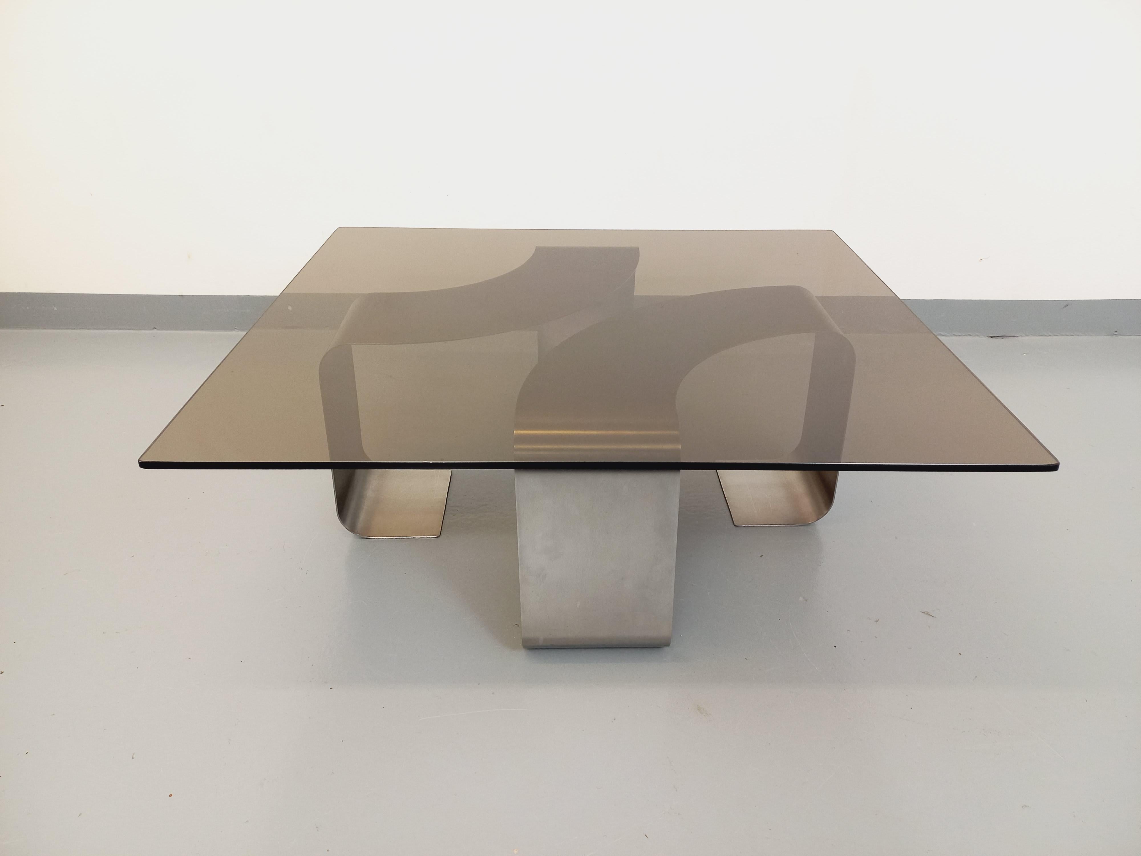 Table basse rectangulaire de François Monnet style A Space vintage en acier 4