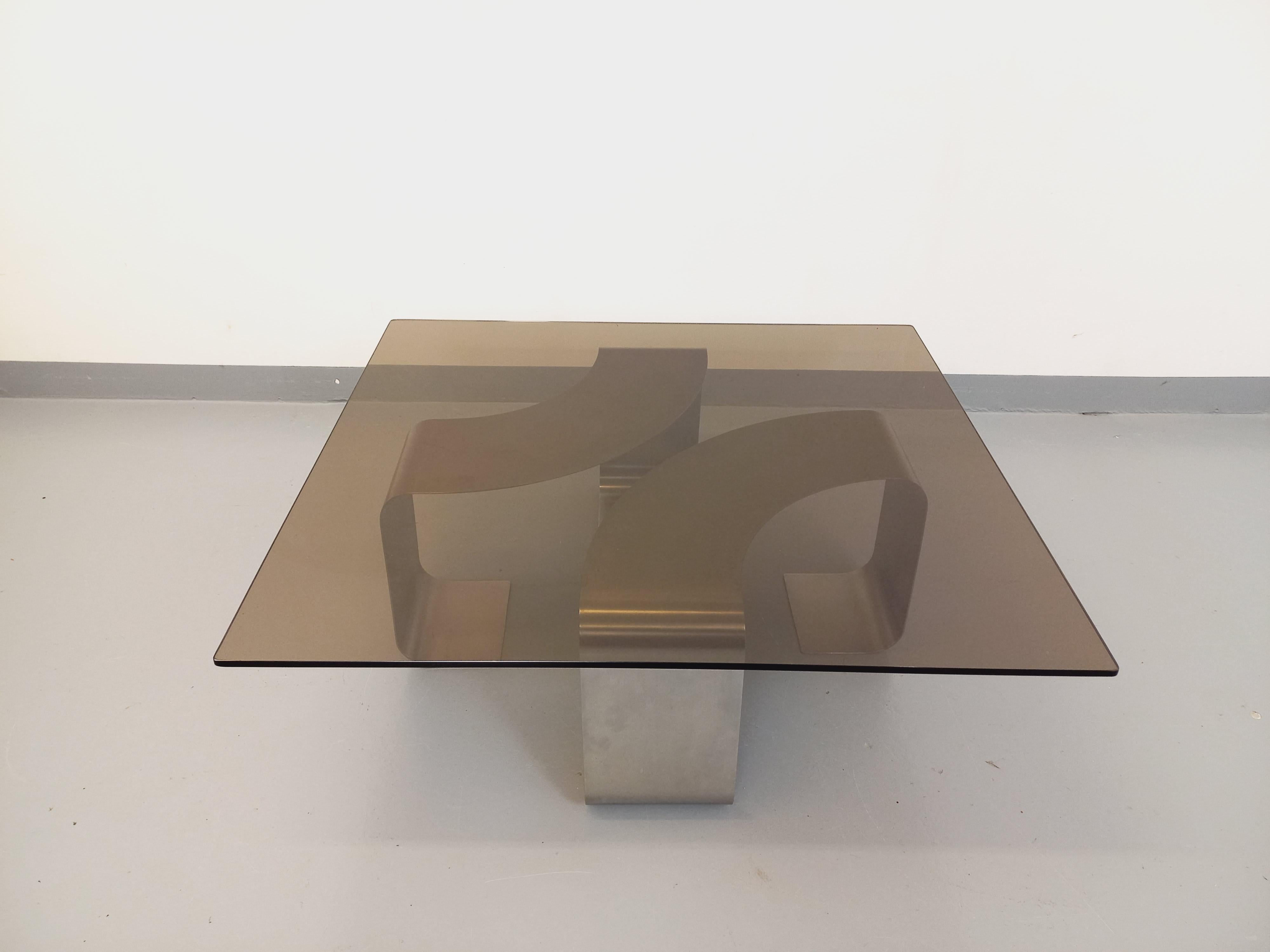 Table basse rectangulaire de François Monnet style A Space vintage en acier 5