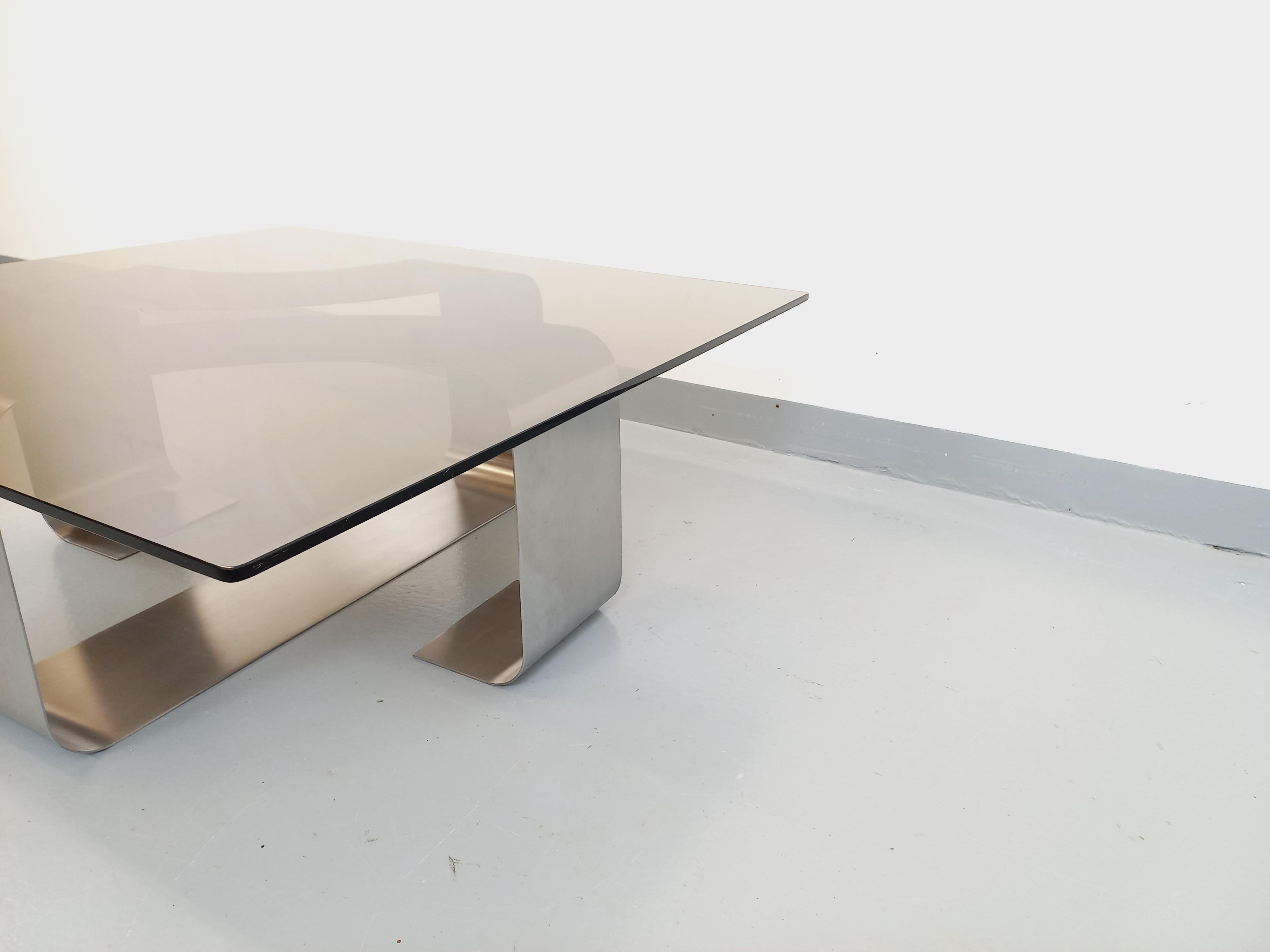 Table basse rectangulaire de François Monnet style A Space vintage en acier 10