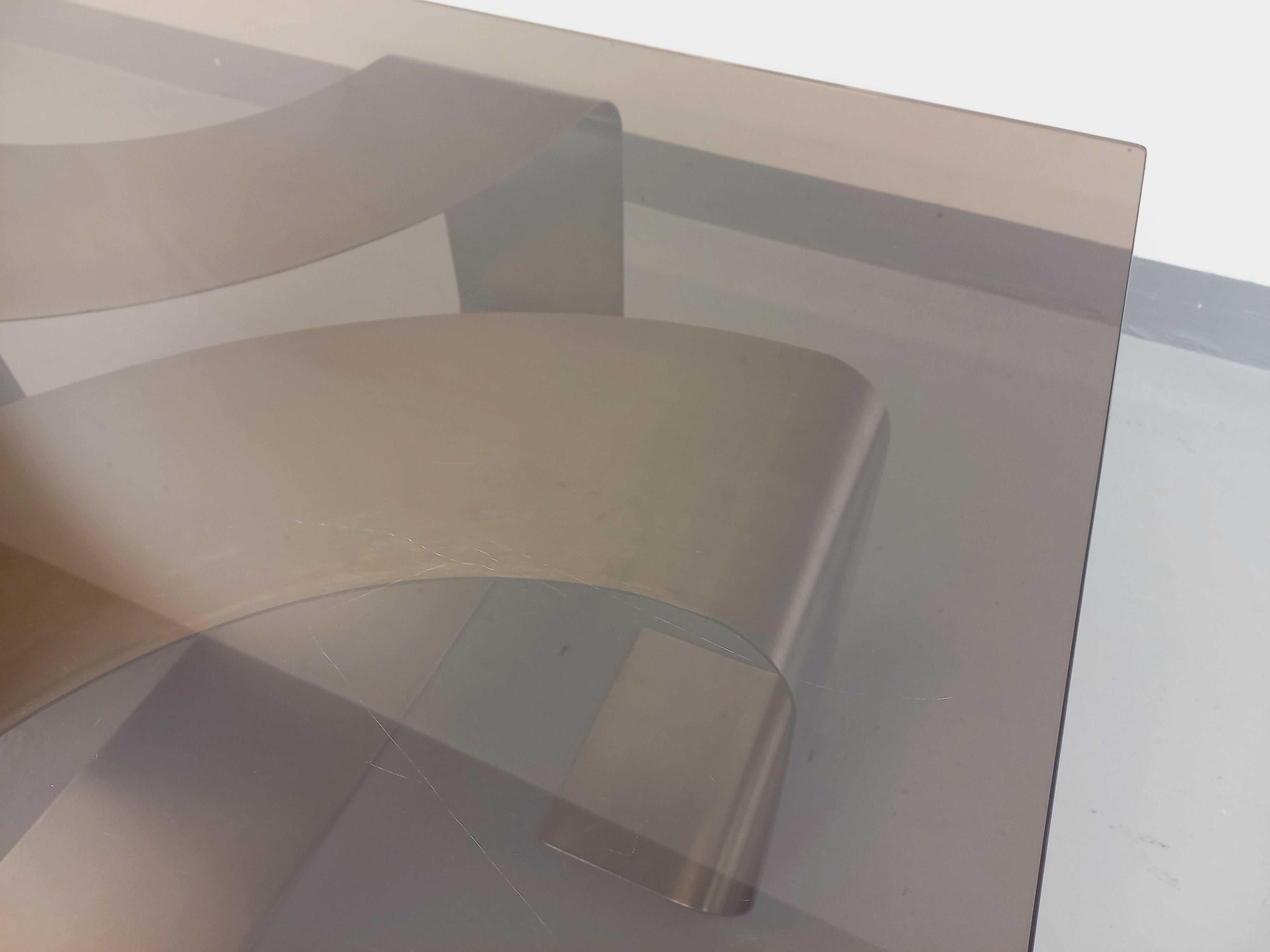 Métal Table basse rectangulaire de François Monnet style A Space vintage en acier