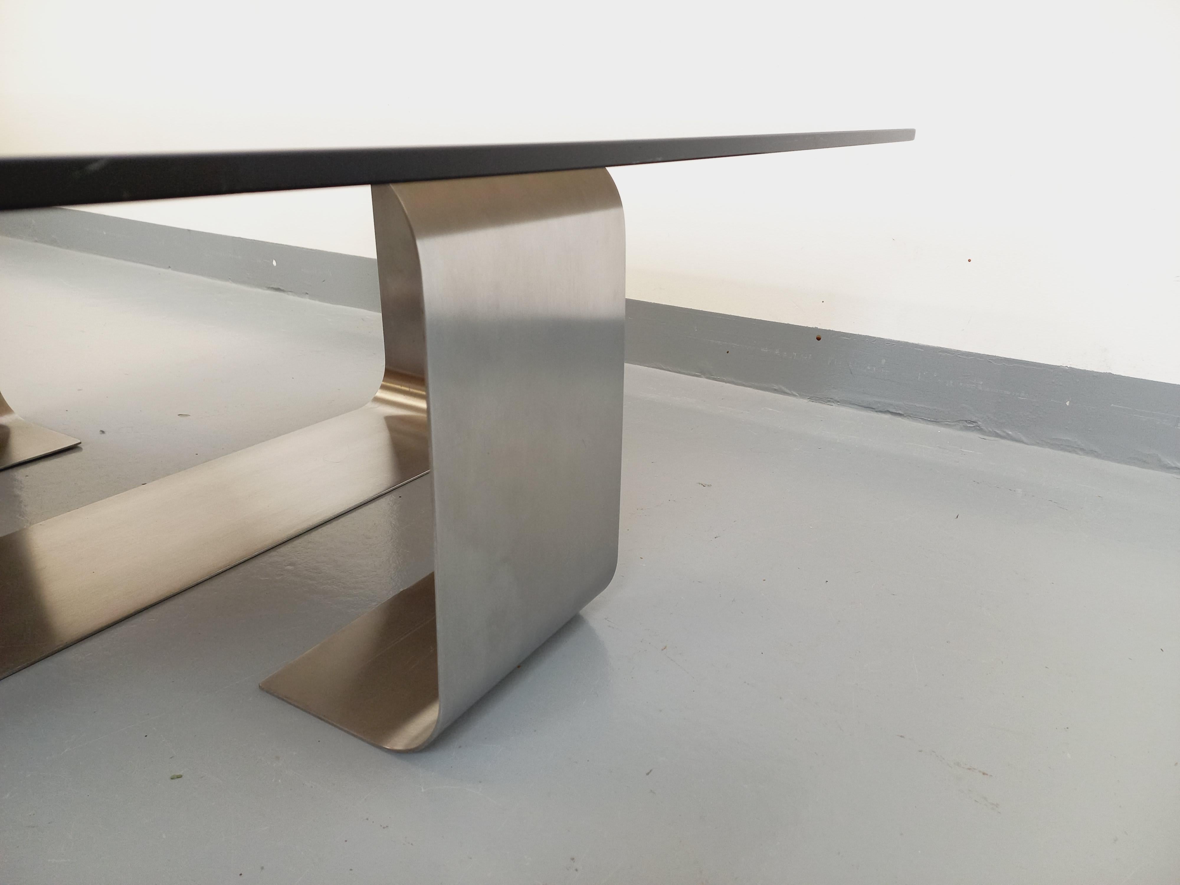 Table basse rectangulaire de François Monnet style A Space vintage en acier 2