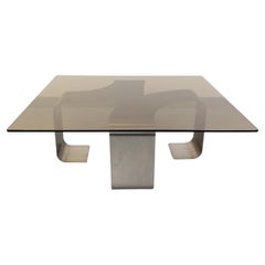 Table basse rectangulaire de François Monnet style A Space vintage en acier