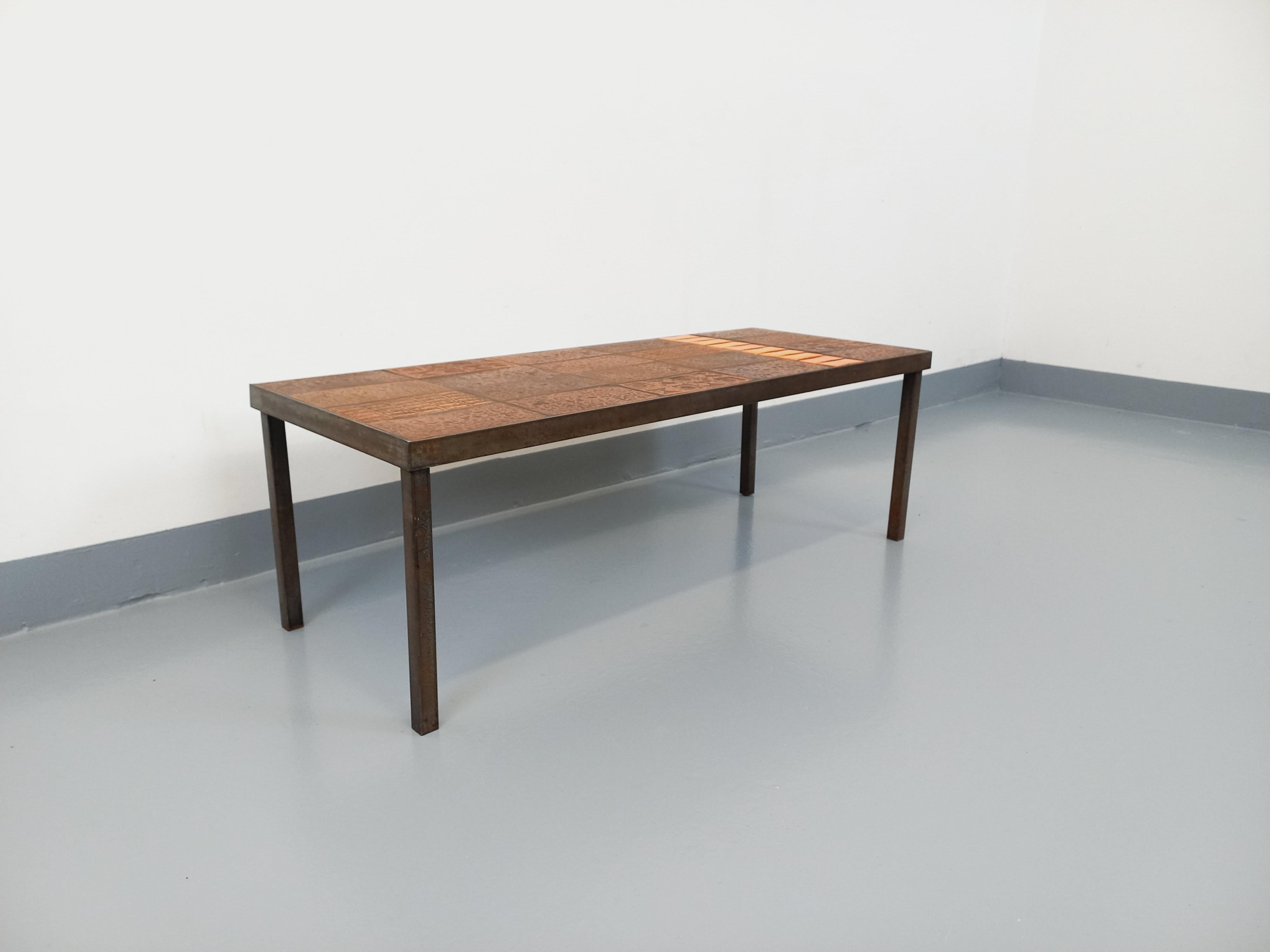 Rechteckiger Tisch Vintage von Jean Jaffeux aus Stahl und Stahlblech im Angebot 5