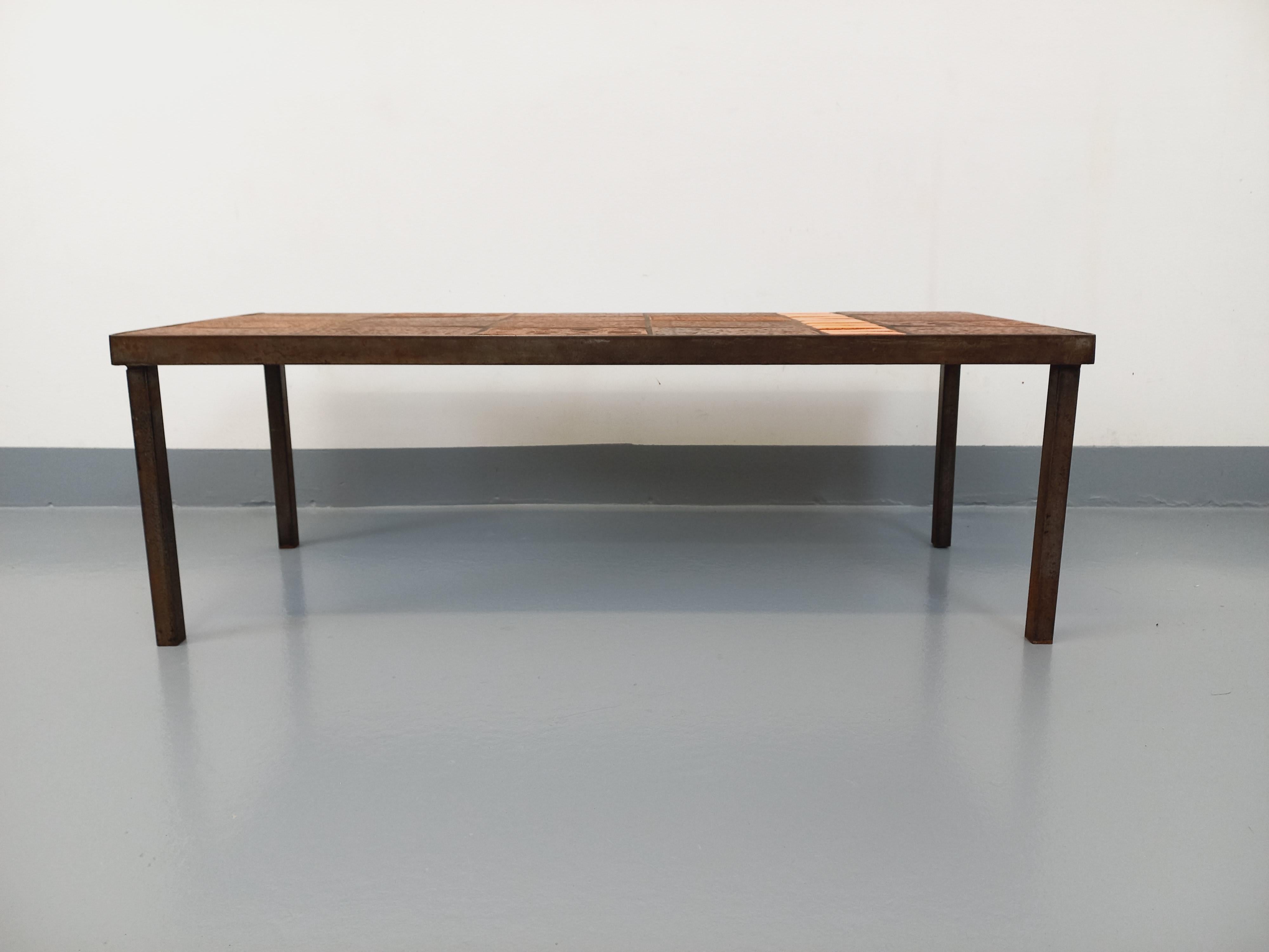 Rechteckiger Tisch Vintage von Jean Jaffeux aus Stahl und Stahlblech (Moderne der Mitte des Jahrhunderts) im Angebot