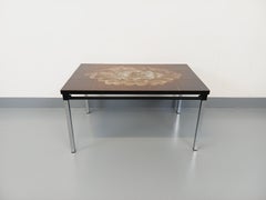 Table basse rectangulaire vintage des années 60 70 en céramique, métal noir