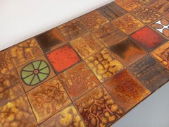 Table basse rectangulaire vintage Roche-Bobois en acier et céramique années 60