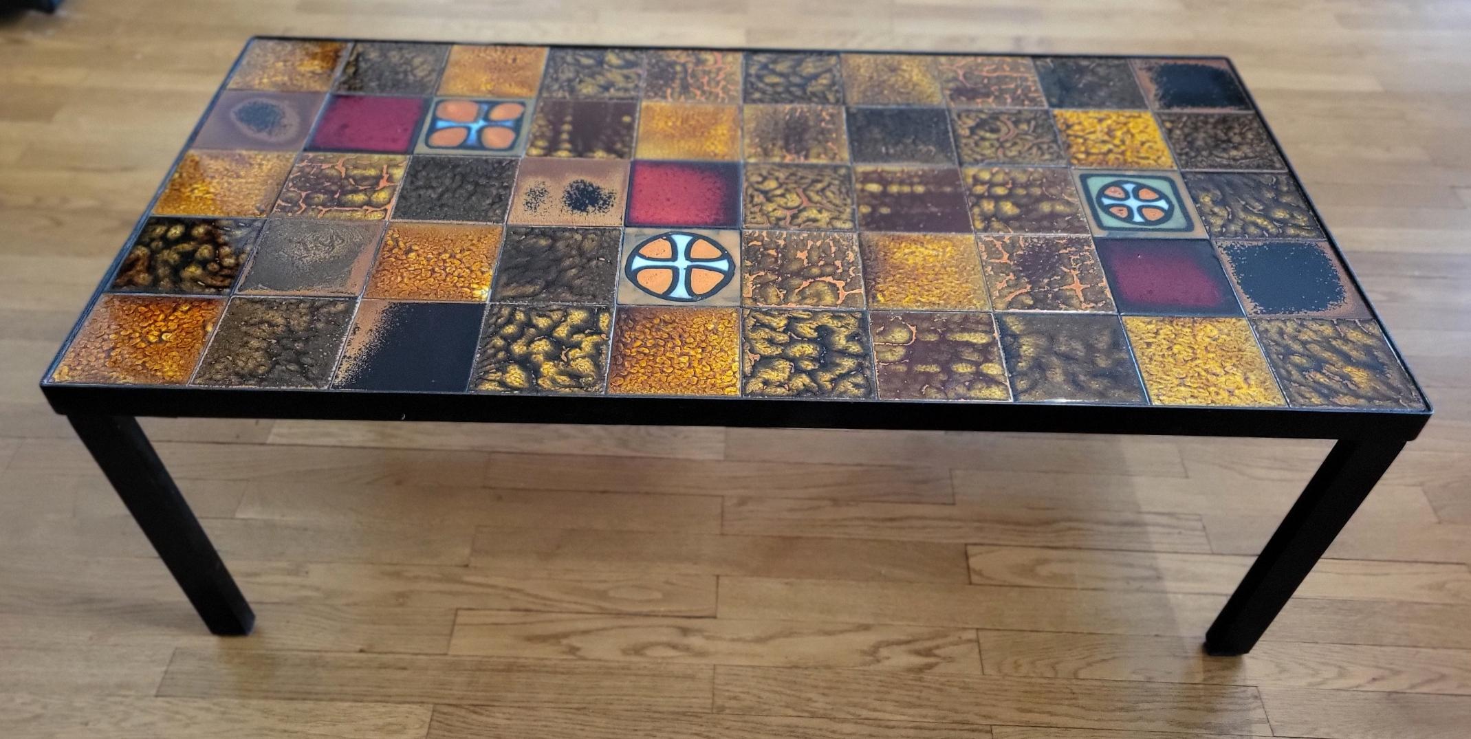 Table basse Roche Bobois en céramique Francaise émaillée 1970 Vintage en venta 3