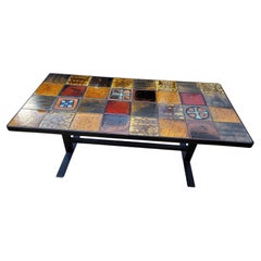Table basse Roche Bobois en céramique Francaise émaillée 1970 Vintage