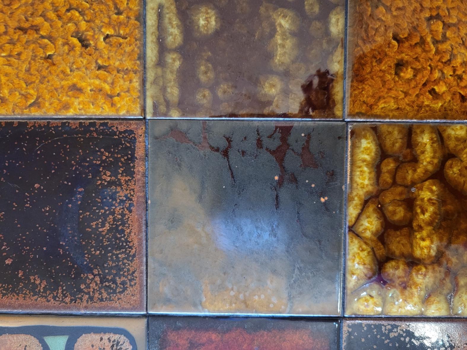 Metal Table basse Roche Bobois en céramique Francaise émaillée 1970 Vintage