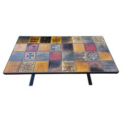 Table basse Roche Bobois en céramique Francaise émaillée 1970 Vintage