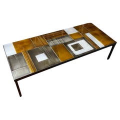 Table basse Roger Capron céramique et métal circa 1960