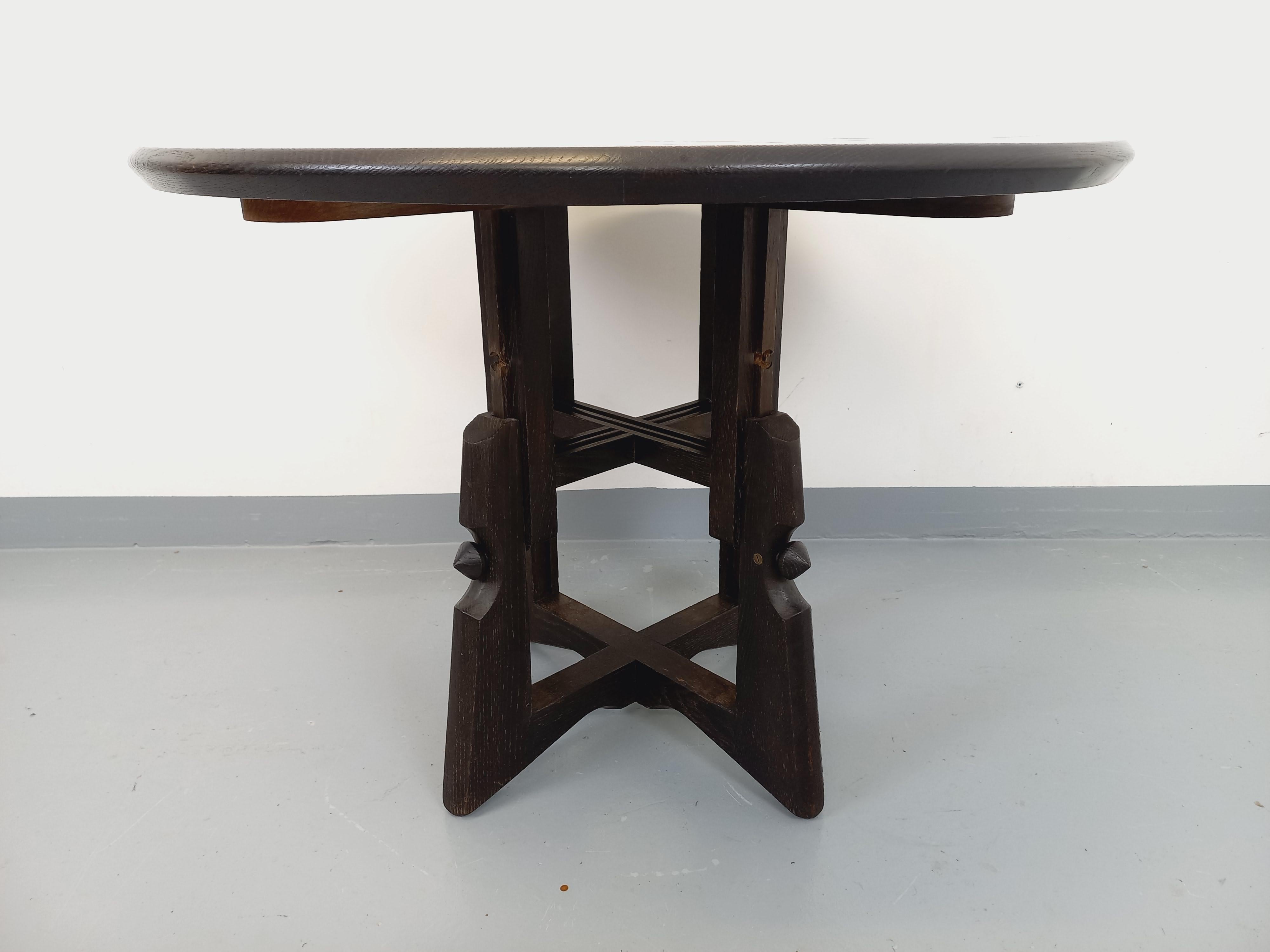 Table basse ronde modulable Guillerme et Chambron en chêne massif et céramique en vente 6