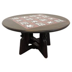 Table basse ronde modulable Guillerme et Chambron en chêne massif et céramique