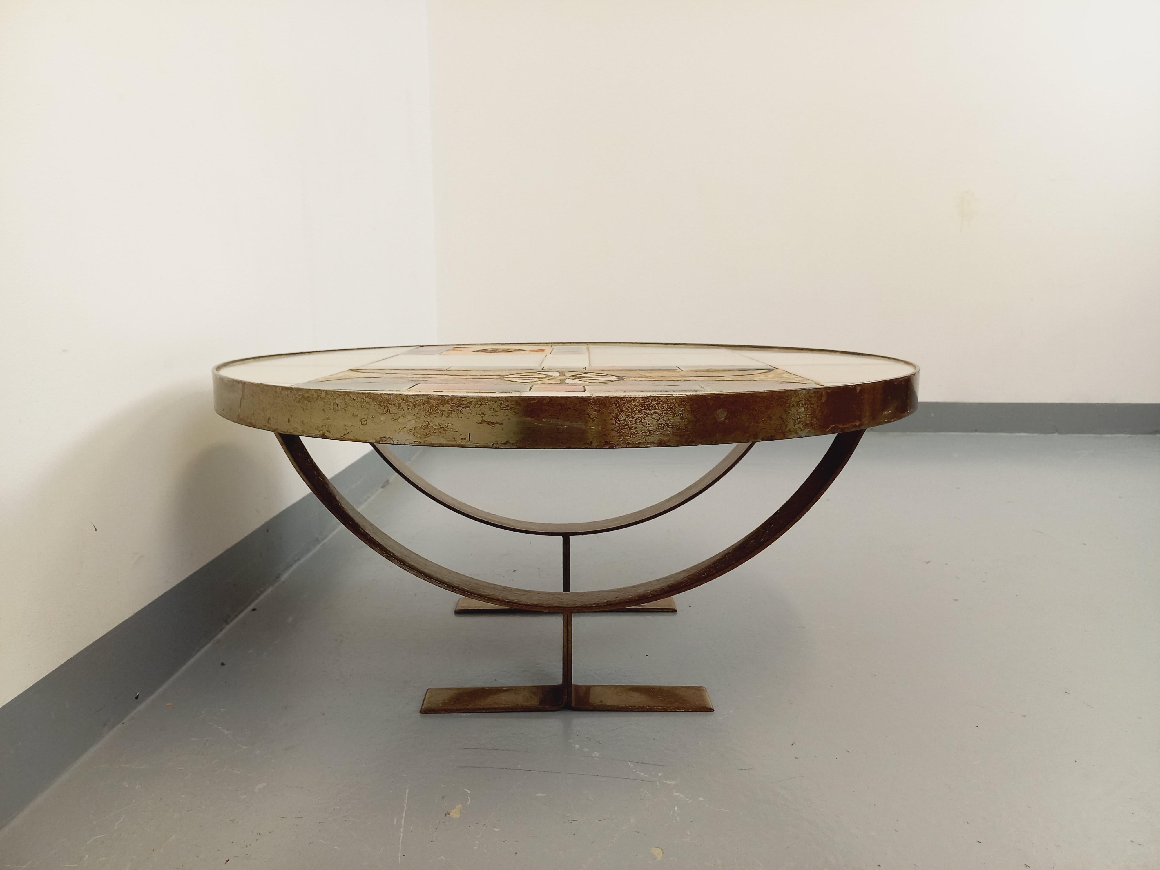 Table basse ronde vintage de Jean Gregorieff pour Roche Bobois des années 60 70 en vente 3