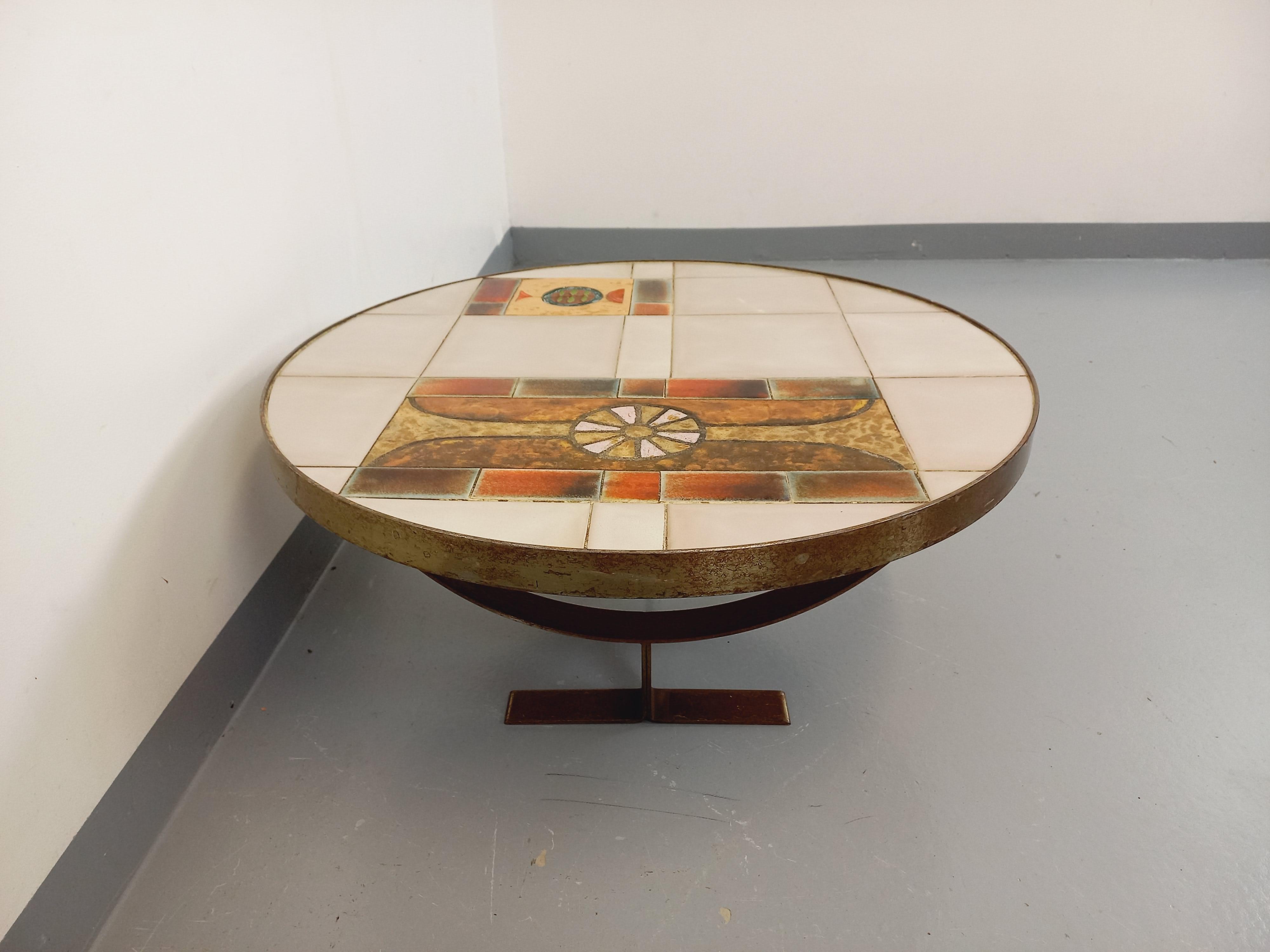 Table basse ronde vintage de Jean Gregorieff pour Roche Bobois des années 60 70 en vente 4