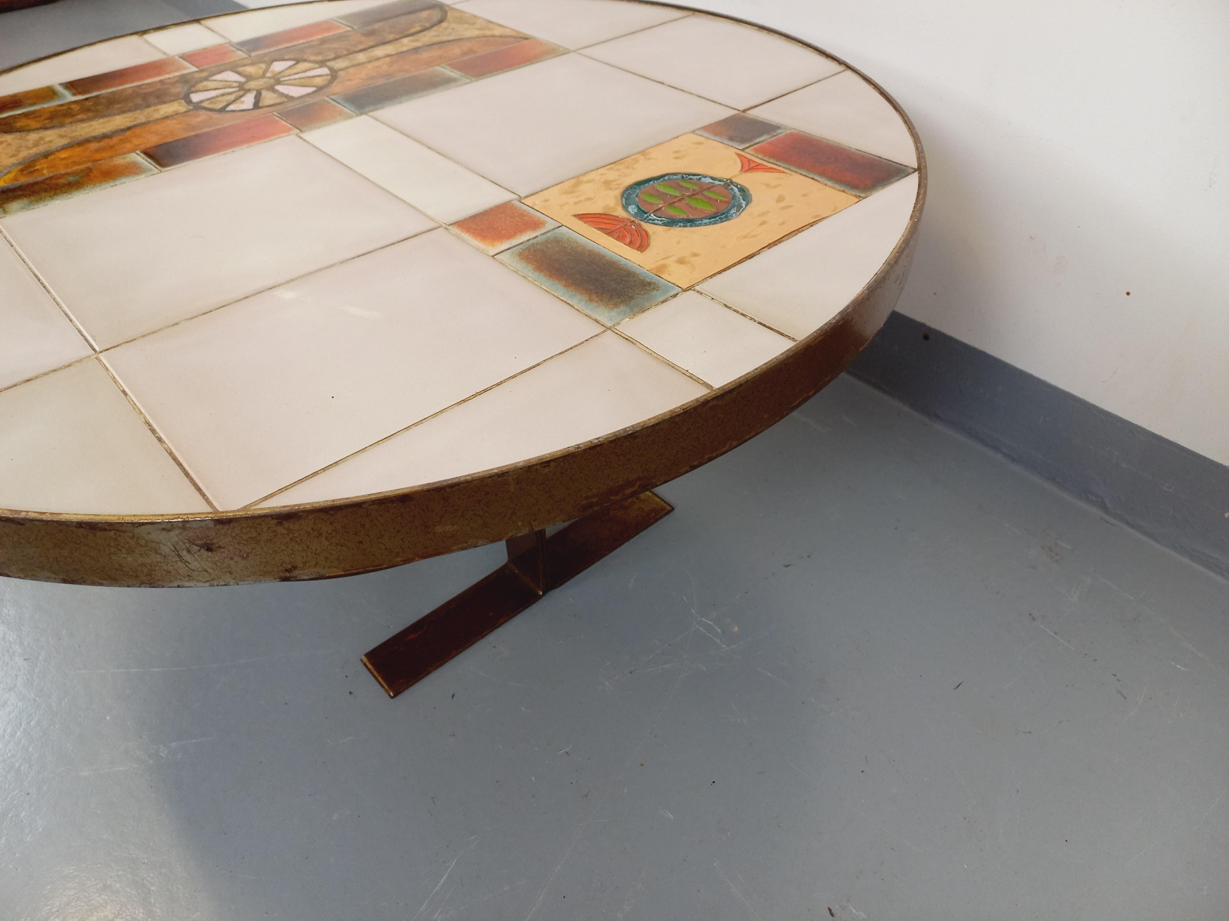 Table basse ronde vintage de Jean Gregorieff pour Roche Bobois des années 60 70 en vente 5