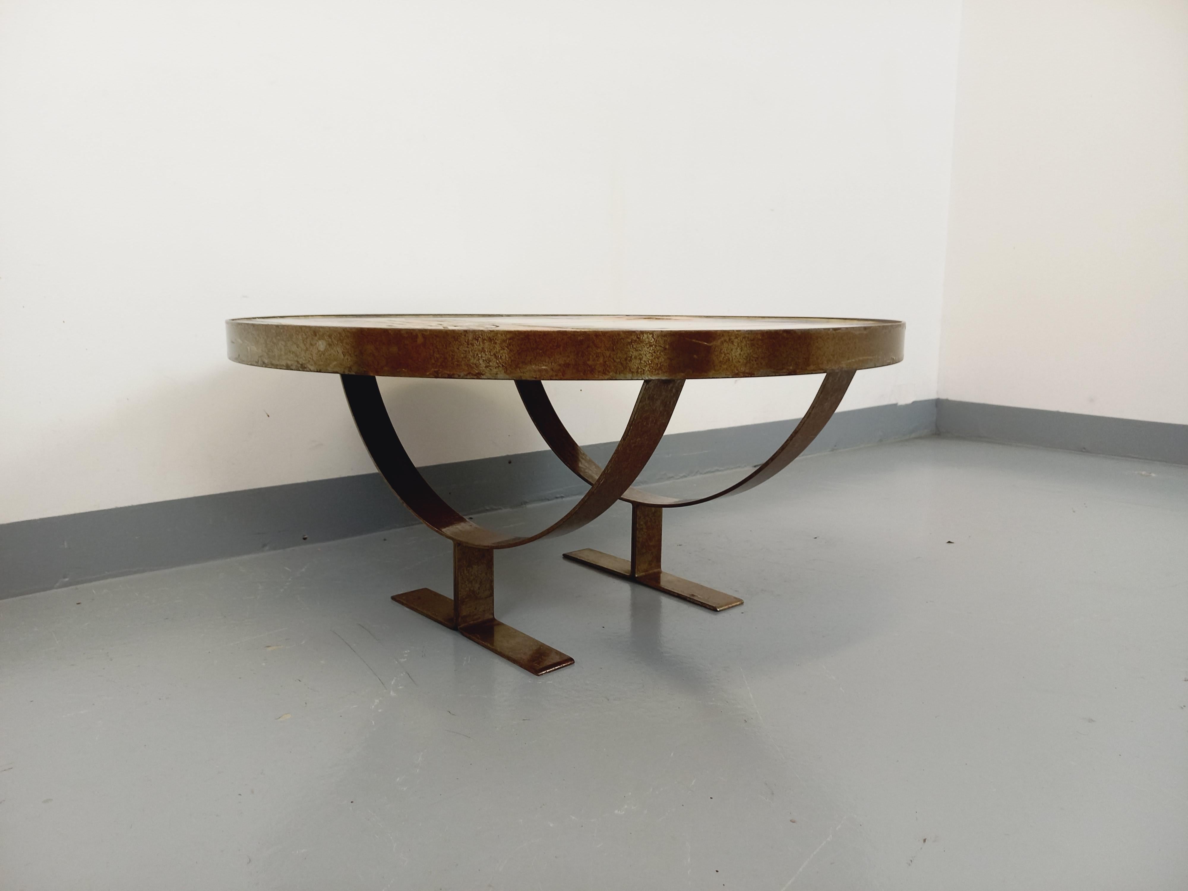 Fin du 20e siècle Table basse ronde vintage de Jean Gregorieff pour Roche Bobois des années 60 70 en vente