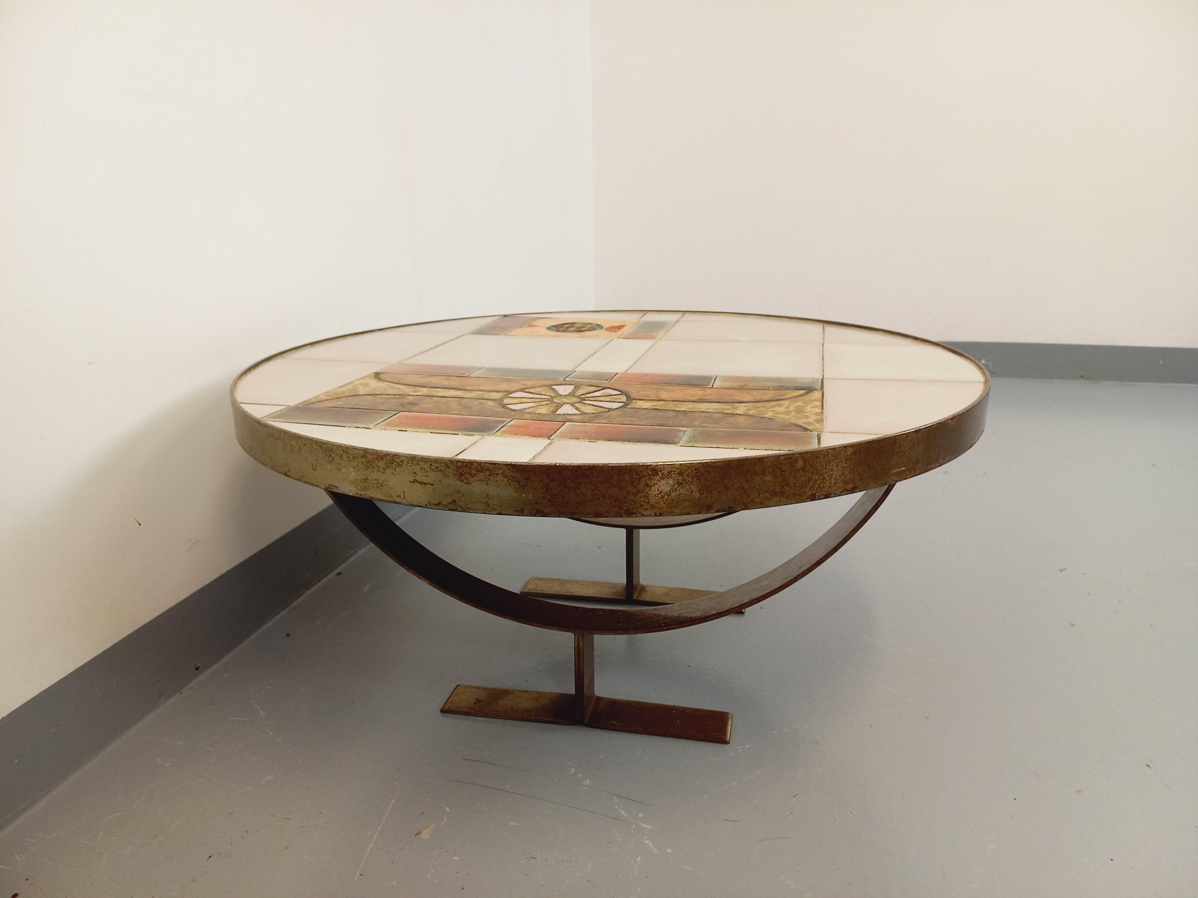 Table basse ronde vintage de Jean Gregorieff pour Roche Bobois des années 60 70 en vente 2