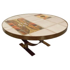 Table basse ronde vintage de Jean Gregorieff pour Roche Bobois des années 60 70