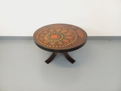 Table basse ronde vintage des années 60 70 de Raymond Corroyez en céramique