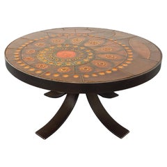 Tisch unten ronde vintage des années 60 70 de Raymond Corroyez en céramique