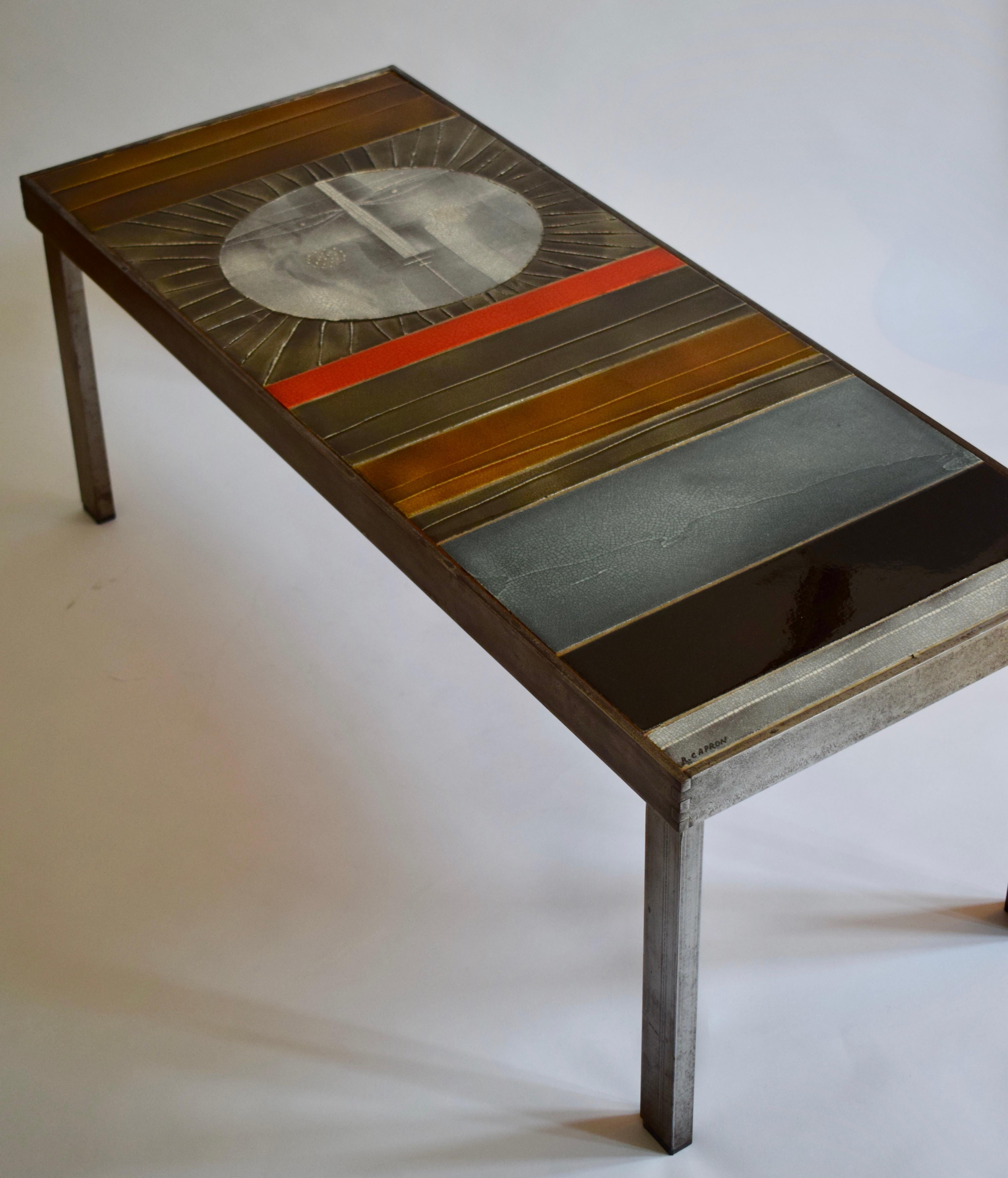 Mid-Century Modern Table basse Soleil de Roger Capron, Vallauris, 1960 en vente