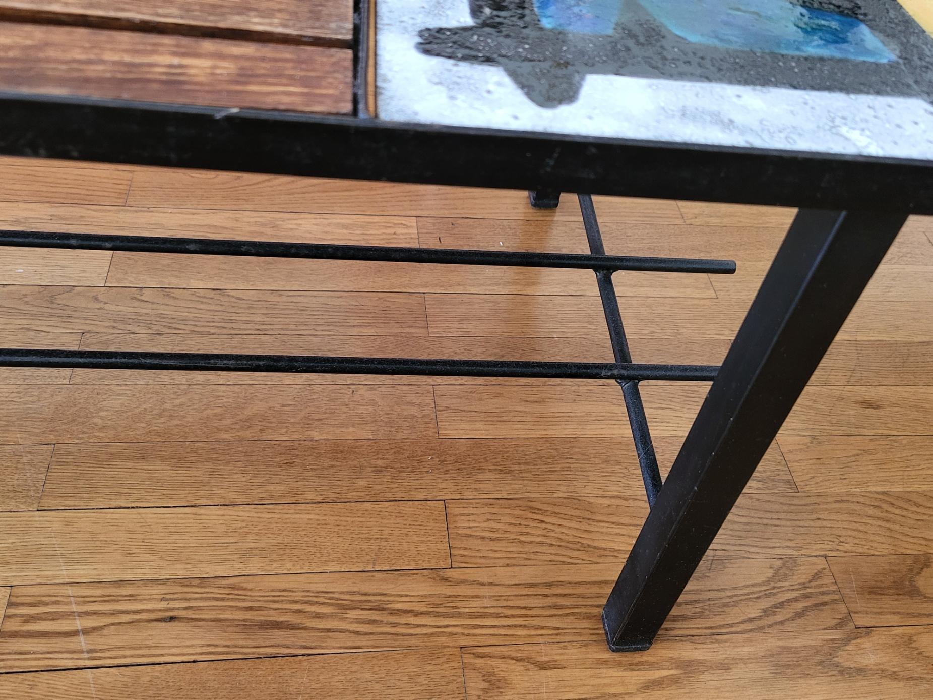 Table basse Vallauris Madoura Jouver en bois , céramique France Côte-d'Azur 1960 en vente 4
